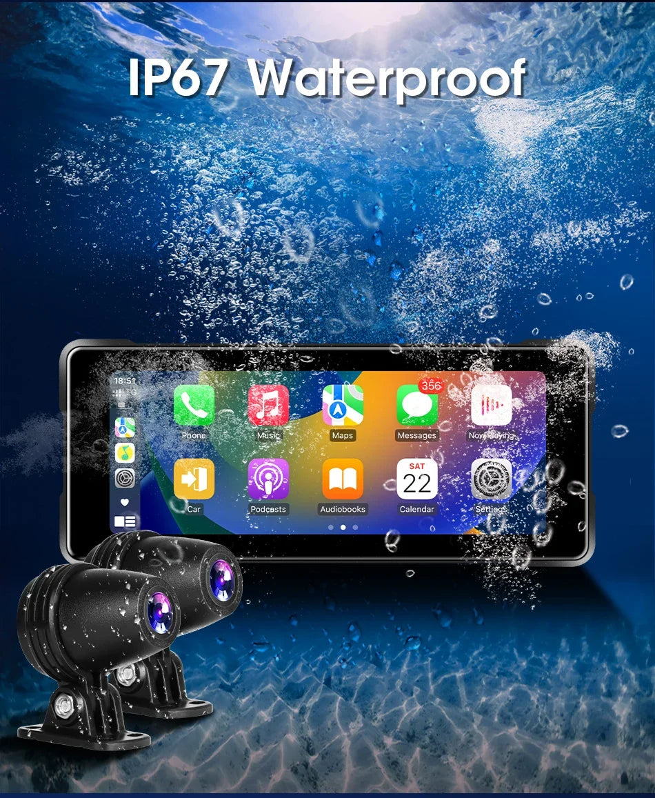 7-Inch Motorcycle GPS Navigation with Wireless Apple CarPlay & Android Auto – Waterproof Touchscreen Display, BT Connectivity, IPX7