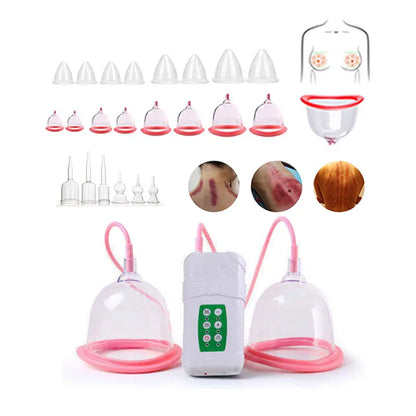 E-Cup Vacuum Suction Breast Enlargement & Body Massage Device, Multi-Function Cupping System for Neck, Back, Butt Lift & Nipple Care