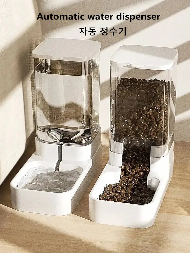 Transparent Automatic Pet Feeder – Food Storage Container & Water Bowl for Cats and Dogs