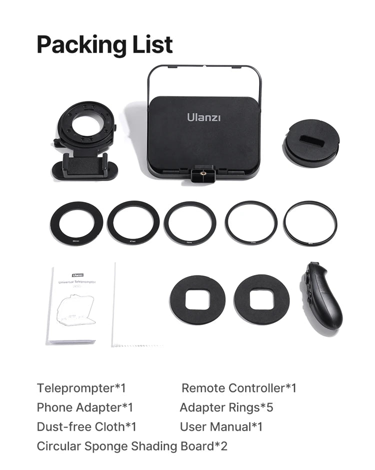 Ulanzi RT02 Portable Mini Teleprompter – Collapsible Prompter for Tablets, DSLR, Laptop & Phone Video Recording