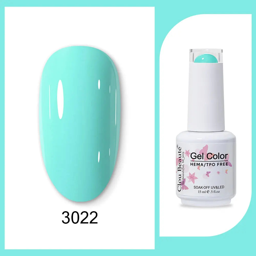Clou Beaute 15ml Gel Nail Polish Set – Red Black White Green Neon UV Soak-Off Semi-Permanent Nail Varnish Base & Velvet Top Coat