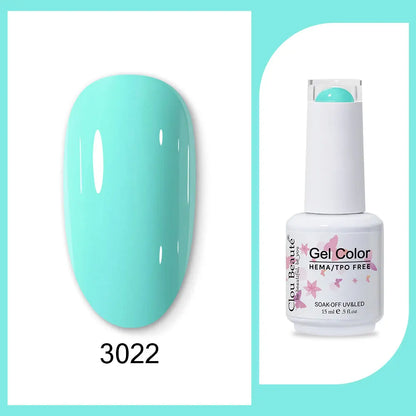 Clou Beaute 15ml Gel Nail Polish Set – Red Black White Green Neon UV Soak-Off Semi-Permanent Nail Varnish Base & Velvet Top Coat
