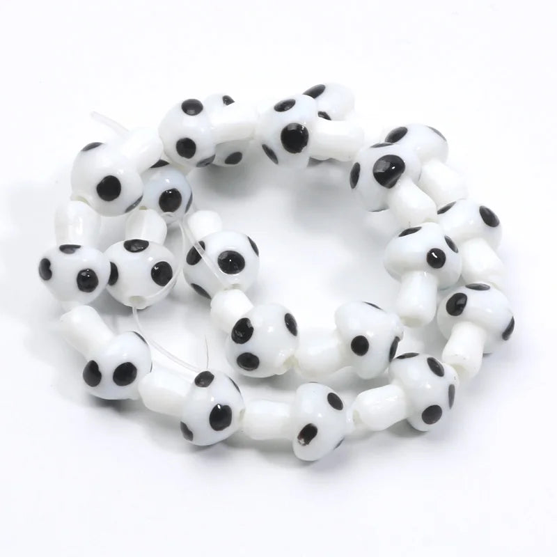20pcs Lampwork Glass Mushroom Beads - Colorful Loose Beads for DIY Jewelry Making, Handmade Crafts & Accessories