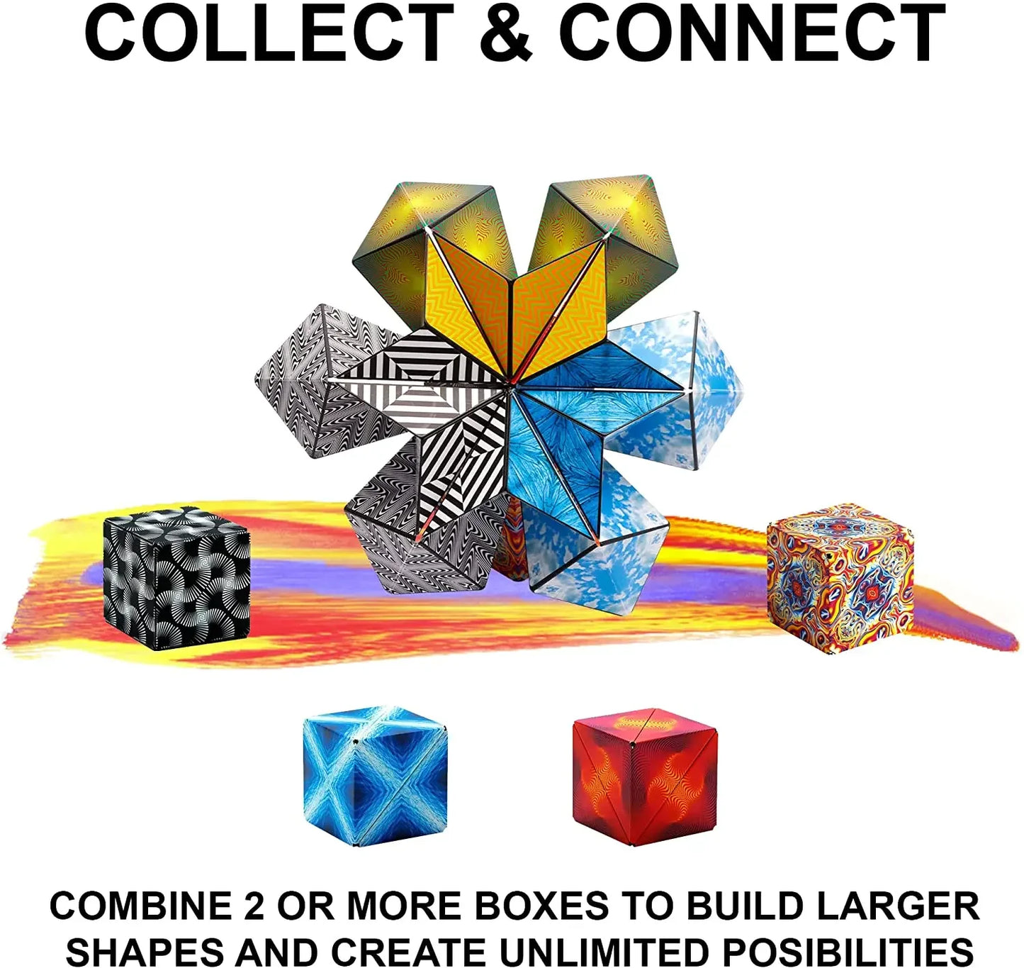 Magic Infinite Cosmic Shasibo Cube — Magnetic Fidget Puzzle Toy, Changeable Anti-Stress Flip Cubic Cube