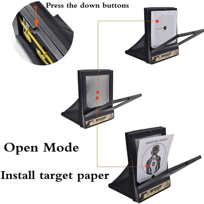 AirSoft Shooting Targets with Trap Net Catcher – Reusable BB & Pellet Target Stand with Paper Sheets, Diamond Grade 24BD