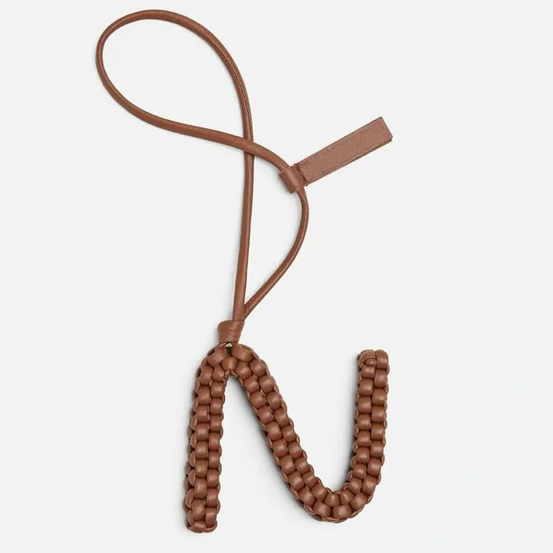 Woven Leather Letter Bag Charm – Luxury Handwoven Pendant Ornament for Women’s Handbags, Fashionable Bag Decoration Accessory