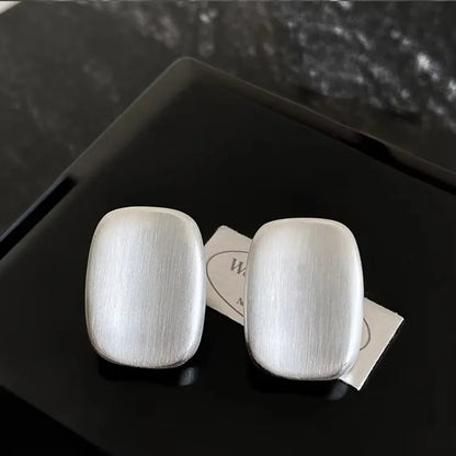 PANJBJ925 Sterling Silver Hoop Earrings - Frosted Geometric Design Fashion Jewelry Gift for Women