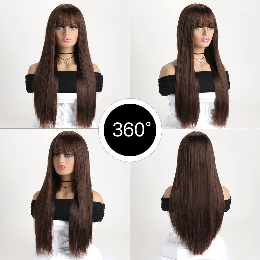 26" Long Straight Synthetic Wig – Fashion Color Wig for Women, Daily Wear, Halloween Costume, Party & Cosplay