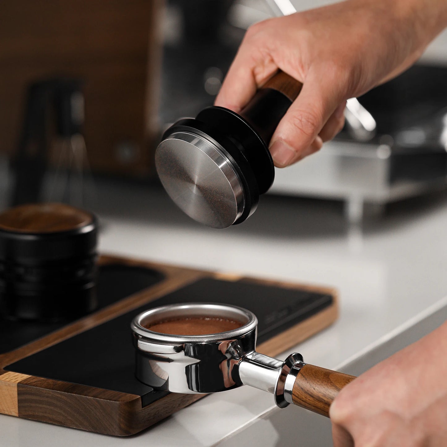 MHW-3BOMBER 30lb Calibrated Coffee Tamper – 51mm/53mm/58mm Flat Espresso Tamper with Spring-Loaded Pressure for Baristas