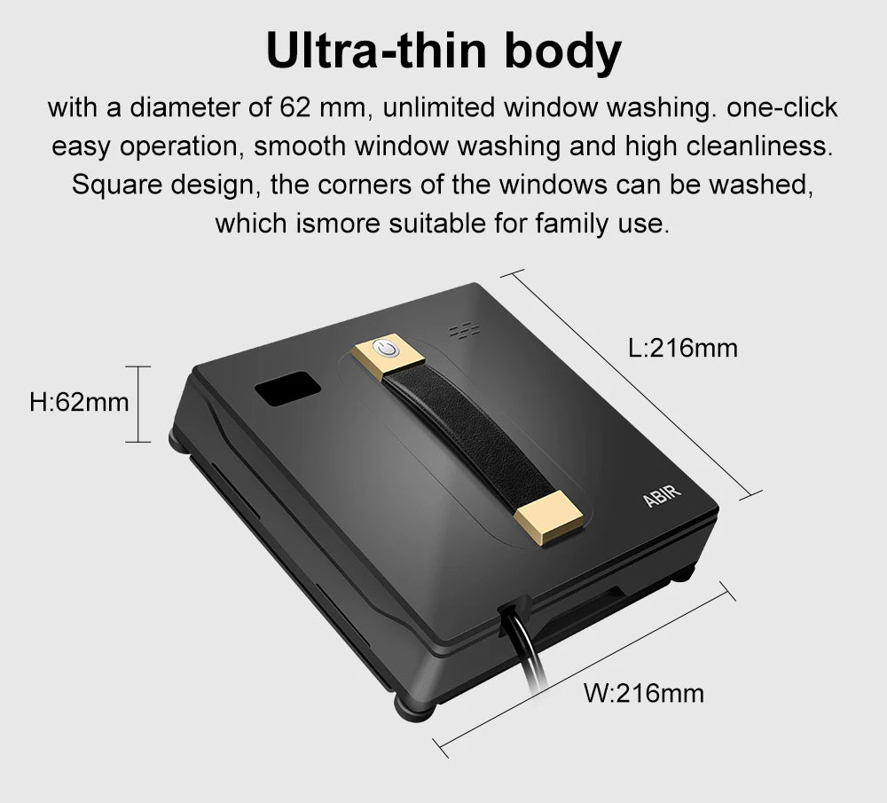 ABIR WD8 Robot Window Vacuum Cleaner – Dual Ultrasonic Spray, APP & Remote Control, Smart Home Glass Mop & Auto Wall Cleaning Robot