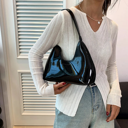 Versatile Women's Patent Leather Tote: Fashion Shoulder Bag, Satchel, and Hobo Bag - Designer Zipper Handbags