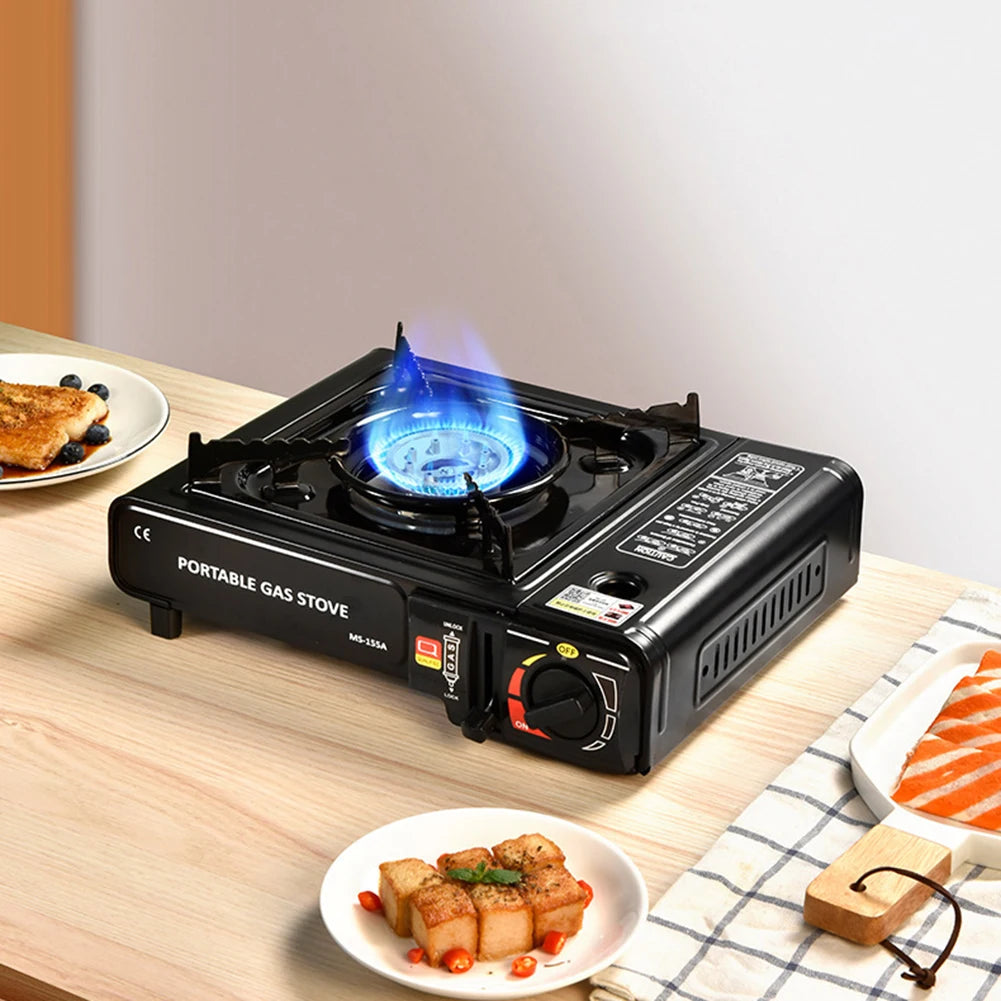 Portable Butane Camping Stove - Adjustable Gas Stove with Safety Lock for Indoor & Outdoor Cooking