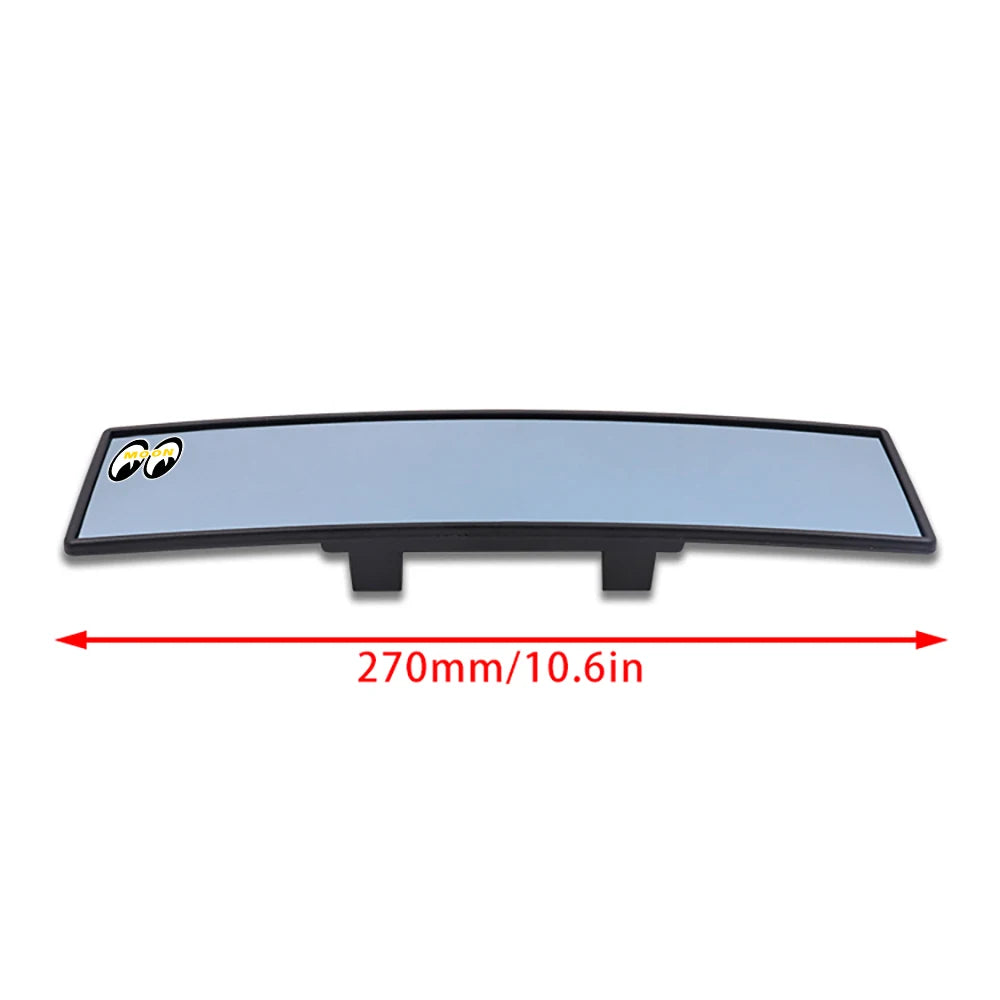 JDM Panoramic 300mm Rearview Mirror - Broadway Style Wide Angle Mooneyes Yellow Car Interior Mirror