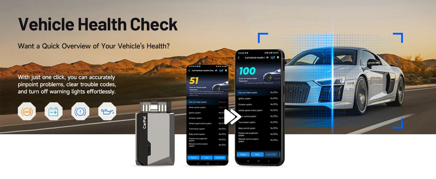 TOPDON Carpal OBD2 Scanner – All-System Vehicle Diagnostic Tool with Health Check, Smog & Battery Test for iOS & Android Bluetooth 5.0