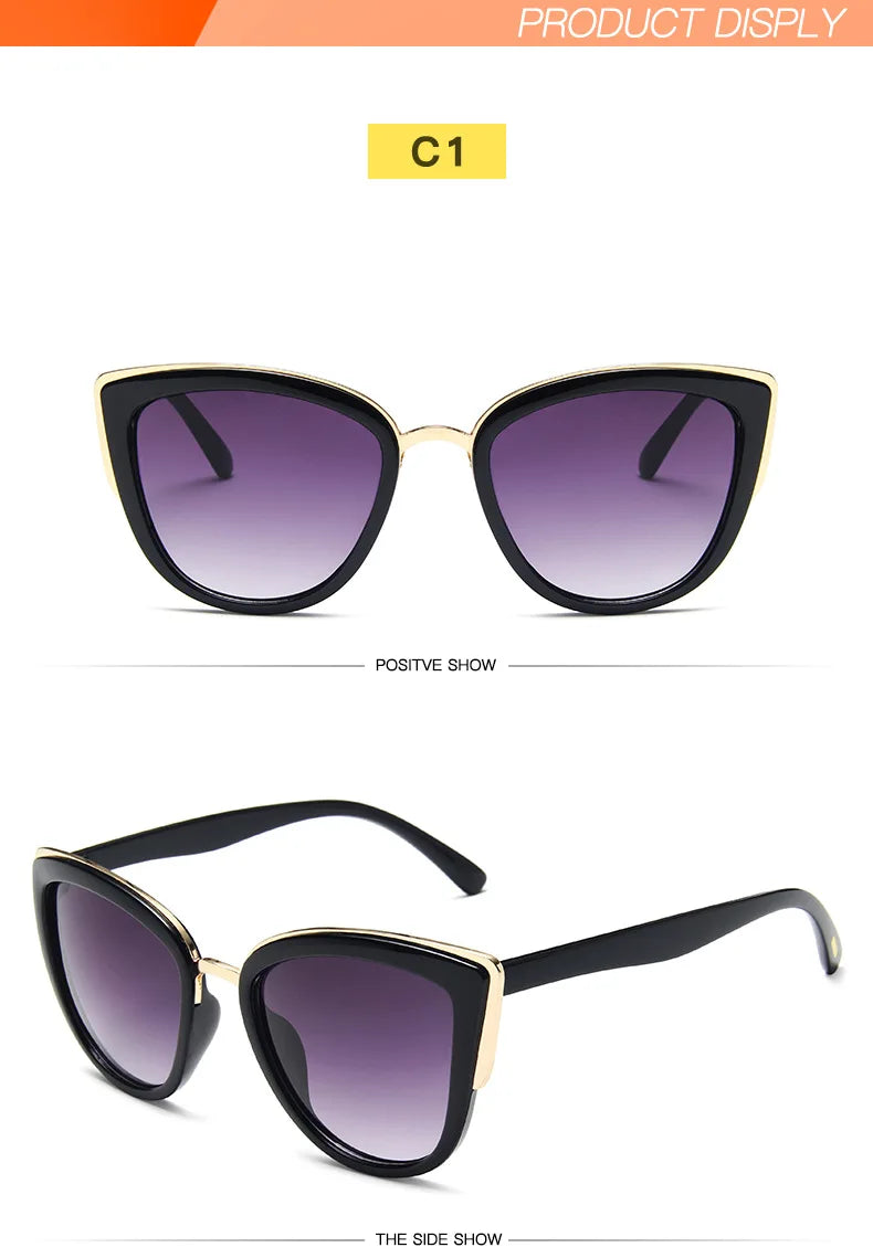 Women's Cat Eye Polarized Sunglasses - Luxury Black Metal Frame, Stylish & Fast-Selling Sunwear