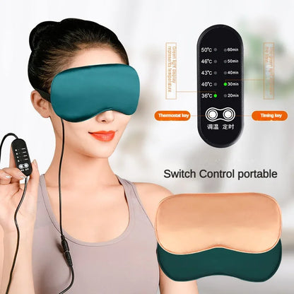 Silk USB Heated Eye Mask — Hot Steam Compress, Temperature-Controlled Sleep Blindfold for Comfortable Rest