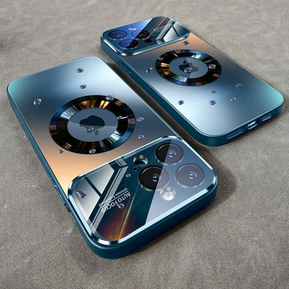 Luxury Glass MagSafe iPhone Case - Magnetic Wireless Charging Cover with Camera Protection & Shockproof Design