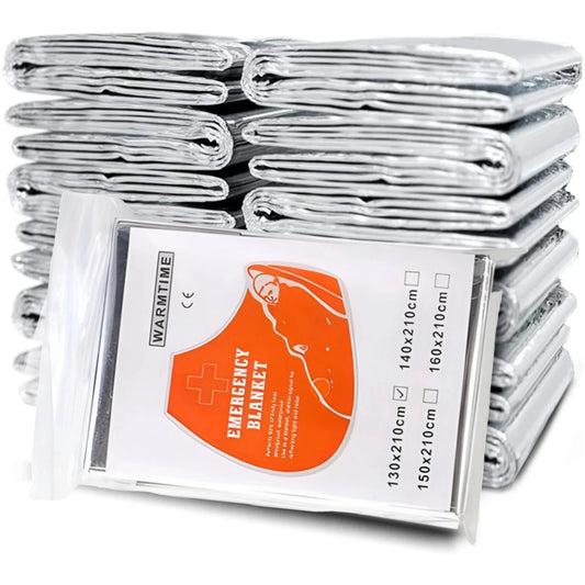 4PCS Emergency Mylar Thermal Blankets – Foil Space Blanket for NASA-Style Body Warmer, Outdoor First Aid, Camping, Hiking & Travel