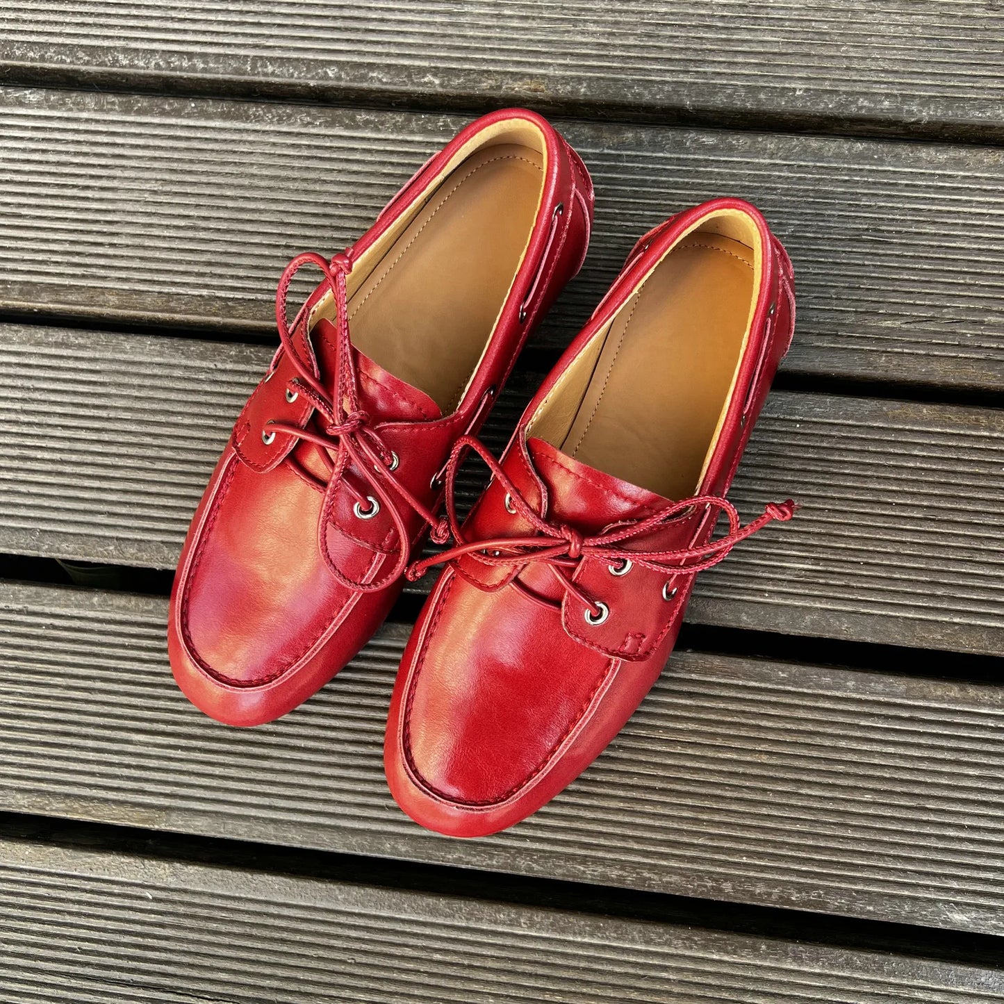 QUTAA 2025 Women’s Fashion Flats — Cow Leather Spring Ballet Loafers, Lace-Up Round Toe Casual Shoes, Sizes 34-41