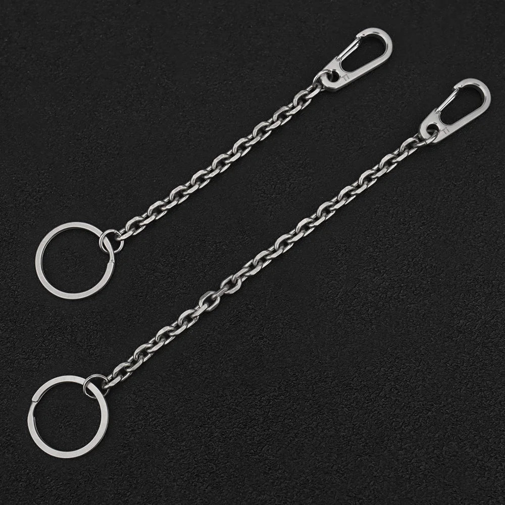 Short Chain Titanium Key Belt Buckle – Titanium Alloy Waist Ring EDC Outdoor Tool