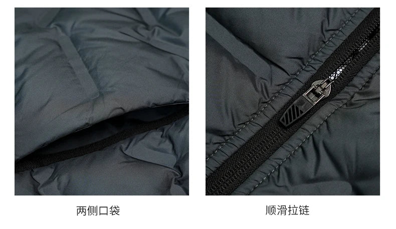 Graphene Self-Heating Down Jacket for Men – Solid Windproof, Pleated Stand Collar, Warm Winter Outerwear