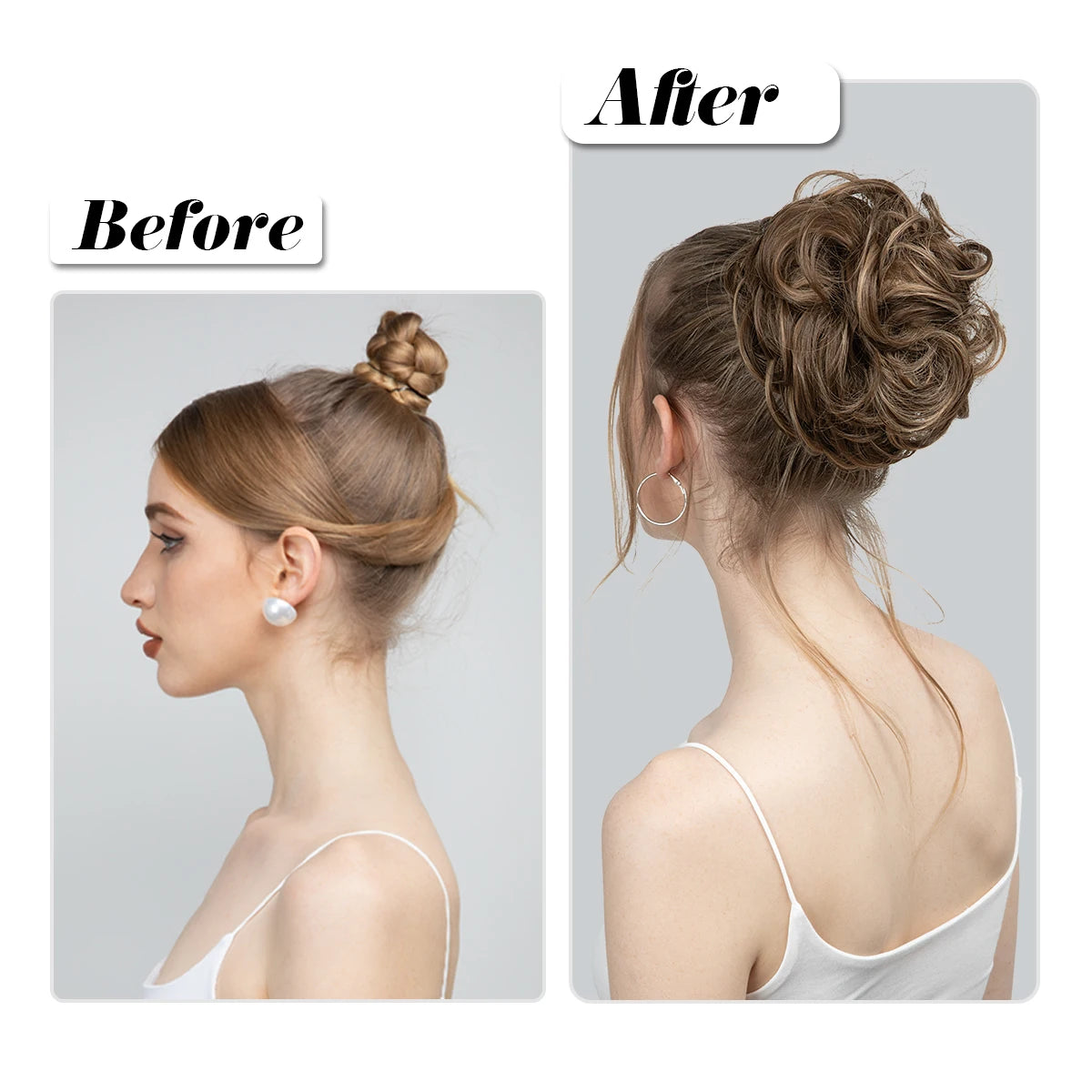 Synthetic Messy Hairpiece Chignon Scrunchie – Blonde & Brown Donut Bun for Women, Elastic Daily Use Hair Extension H9