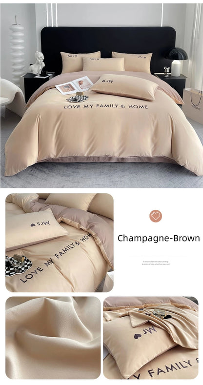 Nordic Luxury Egyptian Cotton Bedding Set - King, Queen, Double, Twin Size with Sheet, Duvet Cover & Pillowcases