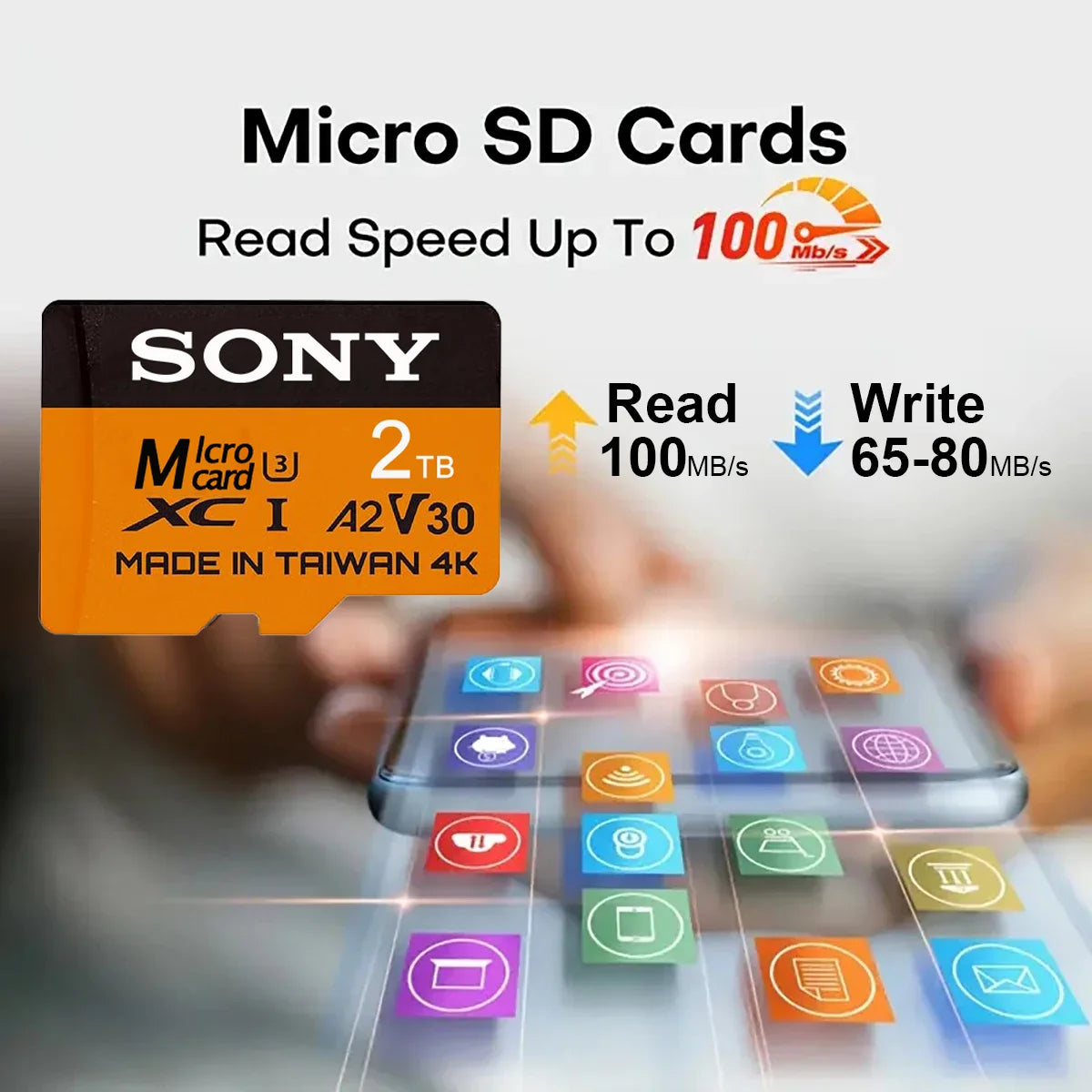 Sony High-Speed Micro SD/TF Memory Card — 2TB/1TB/512GB/256GB/128GB/64GB for Nintendo Switch (Class 10, V30)