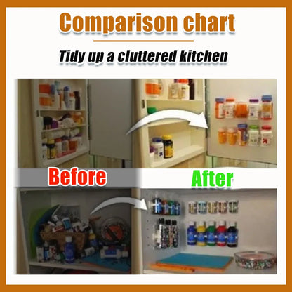 Wall-Mounted Kitchen Storage Rack: Seasoning Jar and Spice Bottle Stand - Simple Bottle Clip Design, 5-Hole Ingredient Holder, 2/4pcs