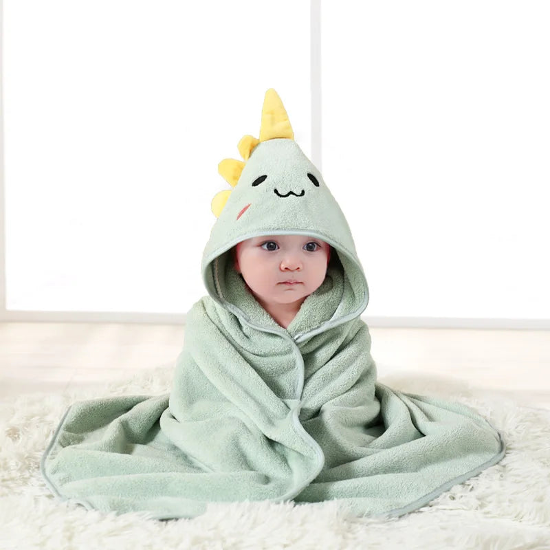 Animal Baby Bathrobe – Soft, Quick-Absorbent Hooded Coral Velvet Sleeping & Cuddle Robe for All Occasions