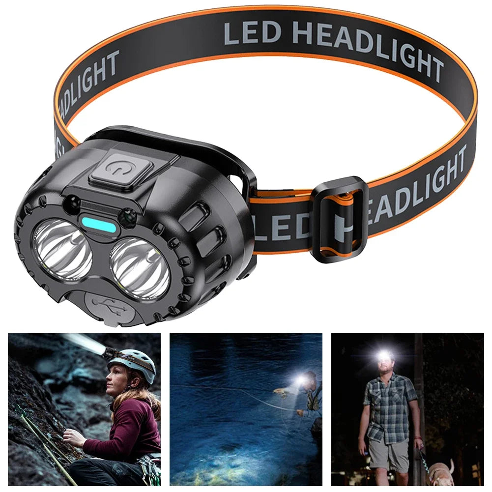 Powerful LED Headlamp 250LM - IPX4 Waterproof Rechargeable XPE Flashlight for Camping, Fishing & Hiking