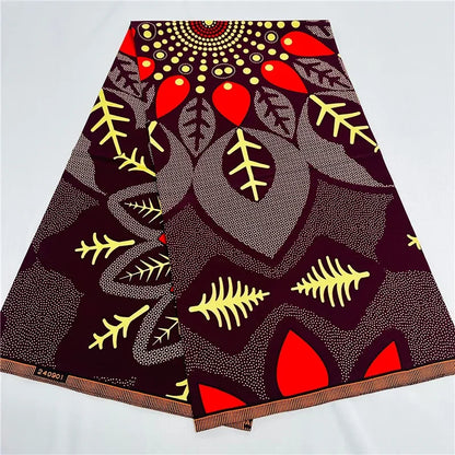 6 Yards African Real Wax Fabric - 100% Cotton Original Ankara Print for Party Dresses K121901