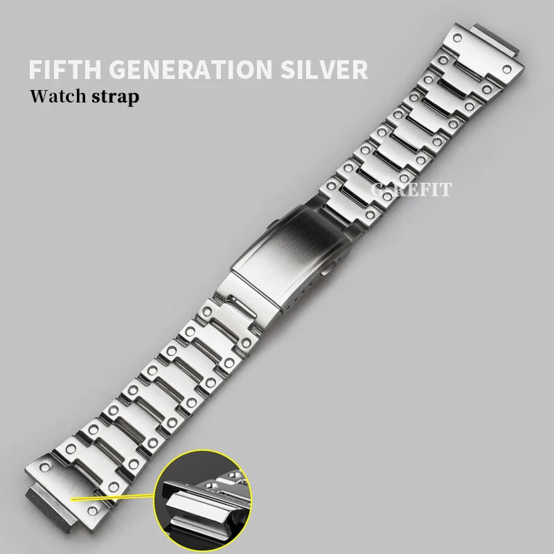 G-Refit V6.0 DW5600 Metal Bezel Kit - Stainless Steel Watch Band Strap & Case Accessories with Tools for GWB5600/GWM5610