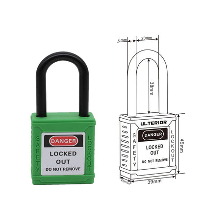 Industrial Safety Padlock – 38mm Nylon Shackle LOTO Lockout for Personal Power & Engineering Use