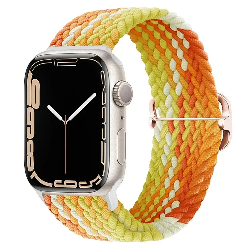Braided Nylon Apple Watch Band – Adjustable Sport Strap Compatible with Ultra 2, Series 10/9/8/7/6/SE (40–49mm) Wrist Bracelet