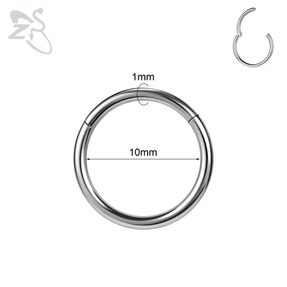 ZS G23 Titanium Steel Nose Ring – Round Septum & Cartilage Piercing Jewelry for Men & Women (20G/18G/16G, 6–14mm)