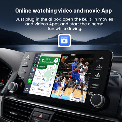 Carlinkit CarPlay AI TV Box Plus — Android 13, 8+128GB, 8-Core QCM6656125, Wireless CarPlay & Android Auto with YouTube, Netflix, 4G LTE