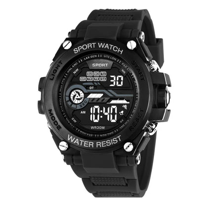 YIKAZE Men’s Waterproof Sports Watch — Multifunction LED Digital Military Watch with Alarm Clock