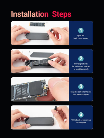 UnionSine M.2 SSD Enclosure – 10Gbps NVMe PCIe SSD Case with UASP Support for M Key Solid State Drives