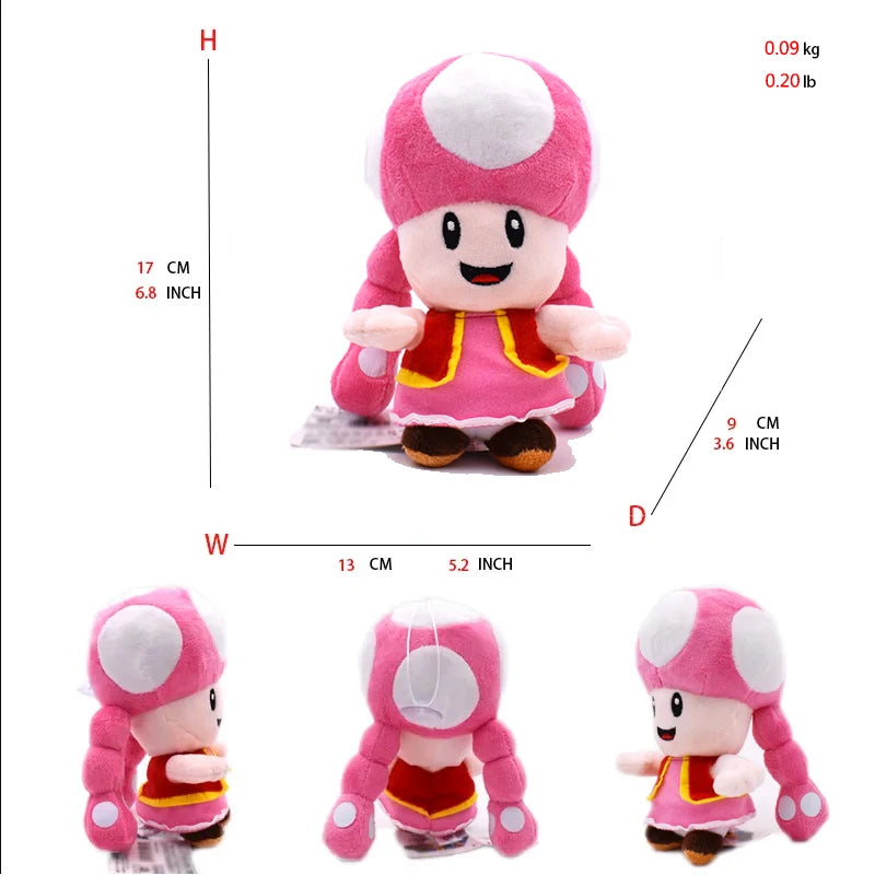 Mario Bros Plush Toys — Yellow, Blue, Red & Green Toad Toadette Stuffed Dolls | Soft Toys Birthday Gift for Kids