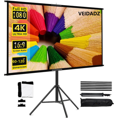 Foldable 16:9 Projector Screen with Stand – Wrinkle-Free 60–120" Portable Home Theater Indoor/Outdoor Screen