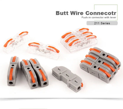 34/50PCS Lever Wire Connectors – Quick Connection for 28-12 AWG, 1-to-1 In-Line Insulated Splice Terminals