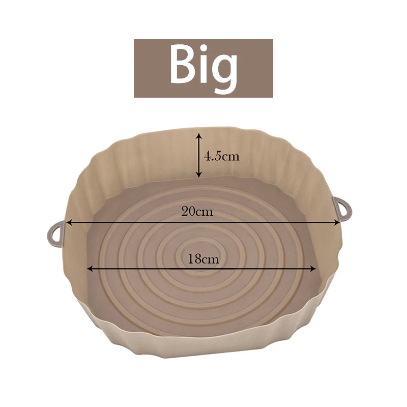 Reusable Air Fryer Silicone Pot & Baking Tray – 1/2/3PCS Basket for Pizza, Fried Chicken, Grill & Kitchen Use