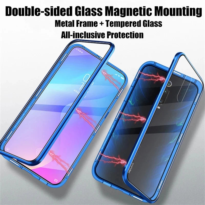 Metal Magnetic Phone Case - Double Sided Glass Protective Cover for Samsung Galaxy S23 S22 S21 Ultra Plus S20 FE A54 A53 A52 A71 A51 A34