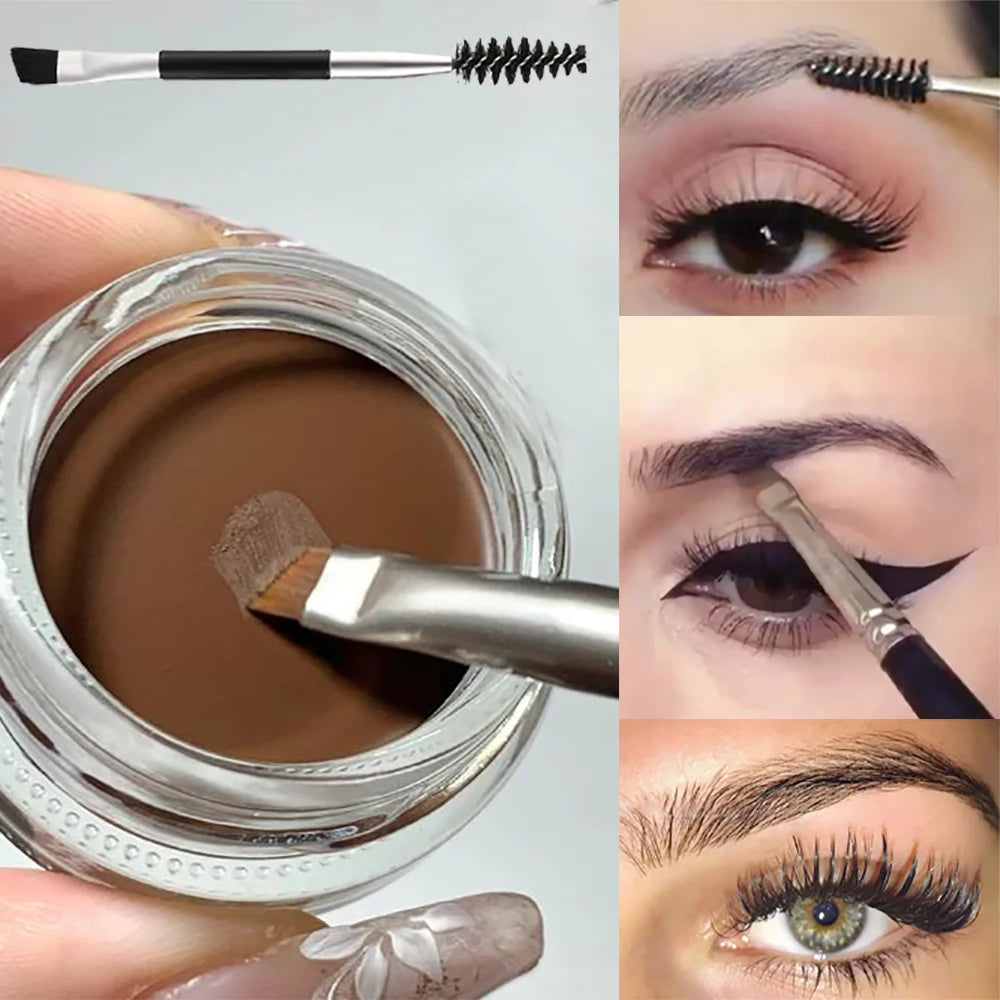Matte Brown & Black Eyebrow Cream – 3D Natural Tint, Waterproof Gel Wax, Long-Lasting Eyebrow Enhancer