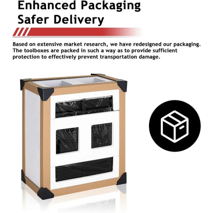 5-Drawer Rolling Tool Chest – Metal Storage Cabinet with Detachable Top Tool Box & Enhanced Packaging