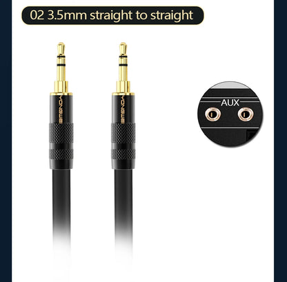 YONGWEI 3.5mm AUX Audio Cable - Straight to Curved Male-to-Male for Car, Mobile Phone, Computer, Speaker and Headset Extension