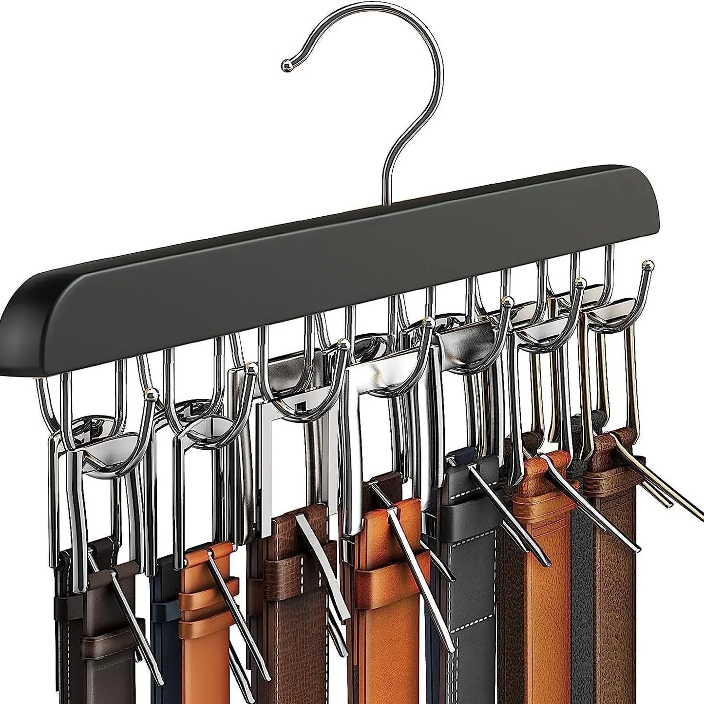 Wooden Belt and Scarf Rack Organizer – Wardrobe Hanger for Belts, Ties, and Accessories, Men’s and Women’s Clothing Storage   2/2