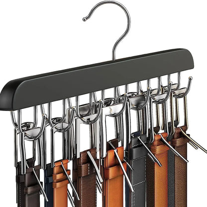 Wooden Belt and Scarf Rack Organizer – Wardrobe Hanger for Belts, Ties, and Accessories, Men’s and Women’s Clothing Storage   2/2