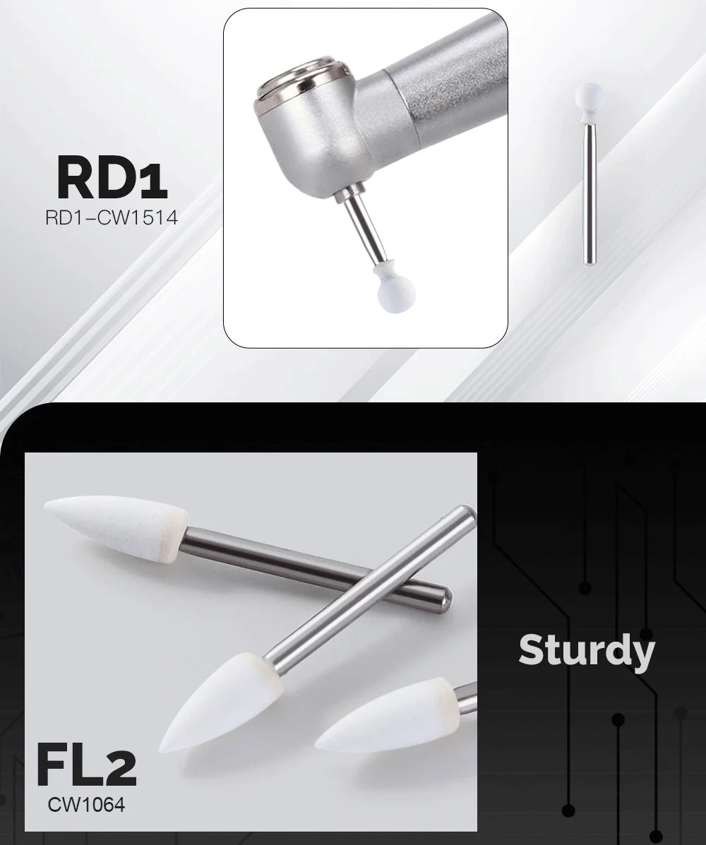 AZDENT White Stone Polishing Burs Kit – Flame, Cone & Round Shapes for Porcelain, Enamel & Composite Resin